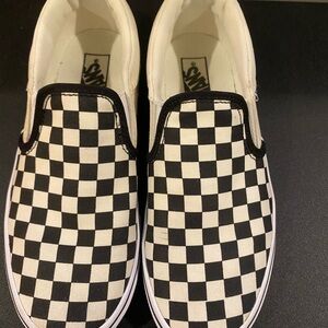Vans Classic Slip-On Checkerboard Shoes – Youth 3Y (Black/White)